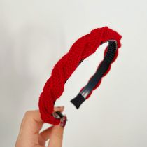 Fashion Red Woolen Single-strand Braided Headband Wool Braided Wide-brimmed Headband