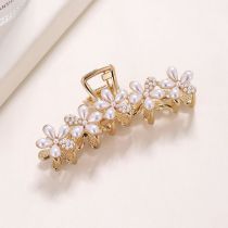 Fashion Gold Alloy Diamond Pearl Flower Clip