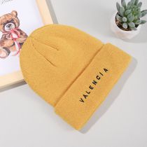Fashion Ginger Yellow Letter Embroidered Knitted Beanie