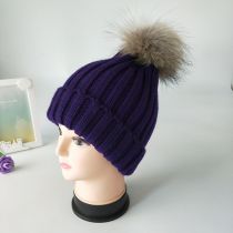 Fashion Purple Single Hat Without Hair Ball Acrylic Knitted Beanie