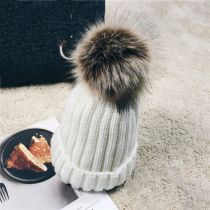 Fashion White Single Hat Without Fur Ball Acrylic Knitted Beanie