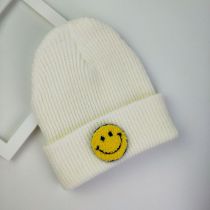 Fashion White Smiley Face Patch Knitted Beanie