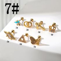 Fashion Gold 7# Metal Diamond-encrusted Geometric Piercing Nails (single)