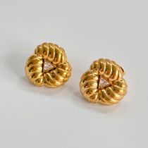 Fashion Gold Titanium Steel Diamond Geometric Stud Earrings