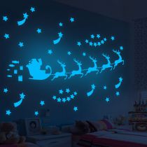 Fashion Blu-ray Glow-in-the-dark Christmas Sleigh Wall Sticker