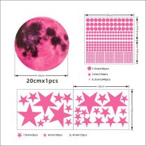 Fashion Pink Light:20cm Moon + Star Dot Set Pvc Luminous Moon Stars Wall Sticker