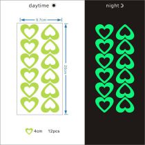 Fashion Green Light 3912#12 Luminous Hearts Pvc Luminous Heart Wall Sticker
