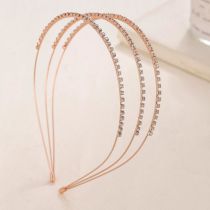 Fashion Three Layers Of Rose Gold Geometric Diamond-encrusted Multi-layered Headband