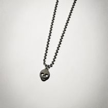 Fashion Black Titanium Steel Skull Bead Necklace