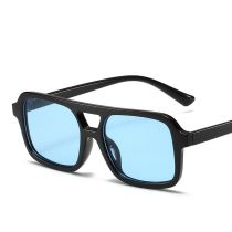 Fashion Bright Black And Blue Film Parallel Bar Square Sunglasses