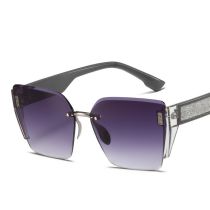 Fashion Silver Frame Double Gray Piece Frameless Cut-edge Square Frosted Fine Glitter Sunglasses
