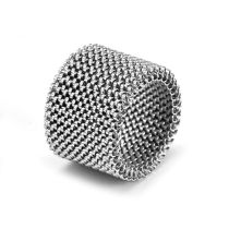 Fashion 18mm Ring Stainless Steel Elastic Mesh Band Ring