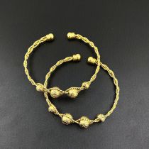 Fashion Gold Copper Wire Wrapped Beaded Hollow Bracelet