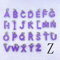 Fashion Purple Z Oil Dripping Copper Three-dimensional 26-letter Diy Pendant