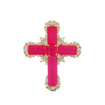 Fashion Red Metal Diamond Cross Necklace