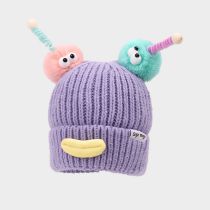 Fashion Purple (ball Style) Acrylic Sausage Mouth Eyes Tentacle Pullover Beanie