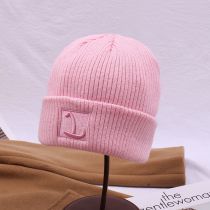 Fashion Pink (l Letter) Acrylic Letter Embroidered Knitted Beanie
