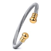 Fashion Intermediary Money Stainless Steel Cable Bead Open Bracelet