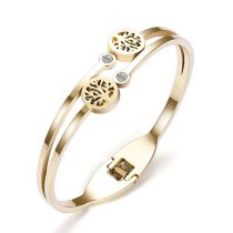 Fashion Gold Titanium Steel Diamond Tree Of Life Bracelet