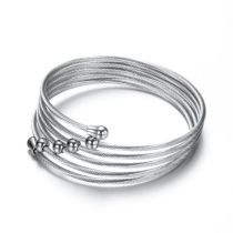 Fashion Steel Color Titanium Steel Cable Multi-layer Open Bracelet