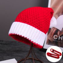 Fashion Pure Red Top And White Edges (including Clips) Acrylic Colorful Knitted Beanie
