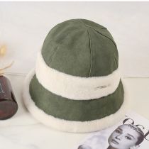 Fashion Army Green Plush Laminated Patchwork Pullover Hat