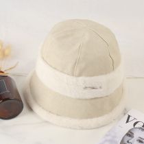 Fashion Beige Plush Laminated Patchwork Pullover Hat