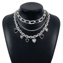 Fashion White King Alloy Dripping Oil Love Multi-layer Necklace