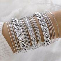 Fashion Silver Metal Geometric Chain Bracelet Set