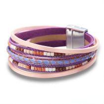 Fashion Purple Leather Braided Multi-layer Bracelet