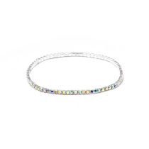 Fashion Silver White Ab Geometric Diamond Round Bracelet
