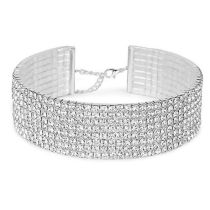 Fashion 8 Rows Geometric Diamond Necklace