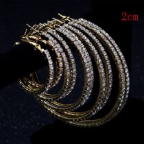 Fashion Gold 2cm Geometric Crystal C-shaped Earrings