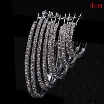 Fashion Silver 4cm Geometric Crystal C-shaped Earrings