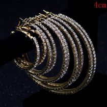 Fashion Gold 4cm Geometric Crystal C-shaped Earrings