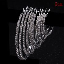 Fashion Silver 6cm Geometric Crystal C-shaped Earrings