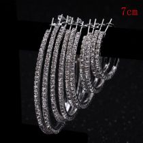 Fashion Silver 7cm Geometric Crystal C-shaped Earrings