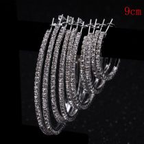 Fashion Silver 9cm Geometric Crystal C-shaped Earrings