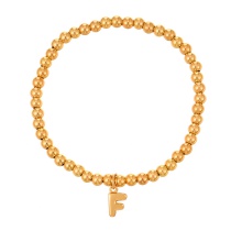 Fashion F Copper 26 Letter Pendant Beaded Bracelet