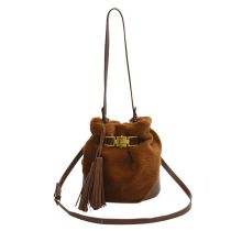Fashion Brown Large Capacity Lock Crossbody Bag