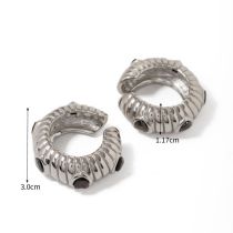 Fashion Silver Stainless Steel Zirconium Geometric Ear Clips