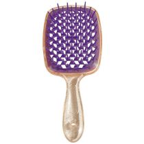Fashion Purple-gold Handle Pvc Box Fluffy Mesh Honeycomb Hole Massage Comb