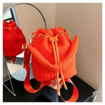 Fashion Orange Velvet Drawstring Large Capacity Crossbody Bag