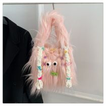 Fashion Pink Plush Monster Tote Bag