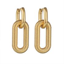 Fashion Gold Stainless Steel Oval Earrings