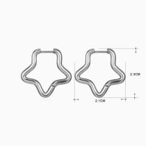 Fashion Silver Stainless Steel Five-pointed Star Earrings