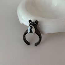 Fashion Black Puppy Ring Resin Cartoon Three-dimensional Animal Open Ring