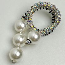 Fashion Silver Acrylic Diamond And Pearl Brooch