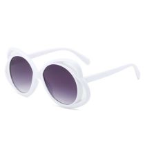 Fashion White Frame Double Gray Film Round Frame Hollow Sunglasses