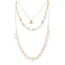 Fashion Gold Crystal Pearl Multilayer Necklace